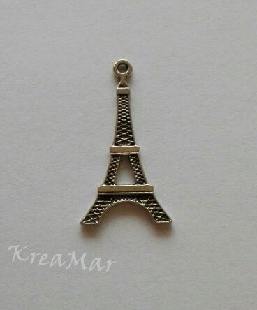   Prívesok - Eiffelova veža 19x35x2mm (starožitné striebro)