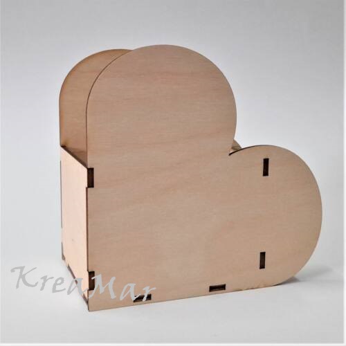Drevená krabica - srdce  (140x140x80x3mm) samostatné diely, jednoduchá montáž