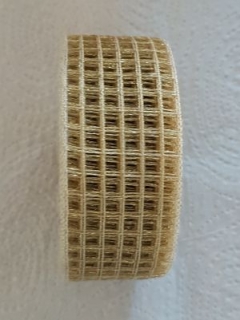 Stuha mriežka - metal/zlatá -  šírka (4,5cmx10m)