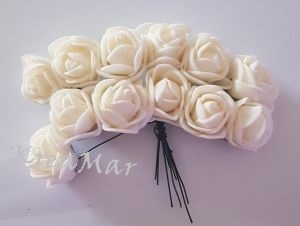 Polyfoam - mini ruže (smotanová) 12ks