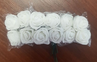 Polyfoam - mini ruže (biela s čipkou) 12ks