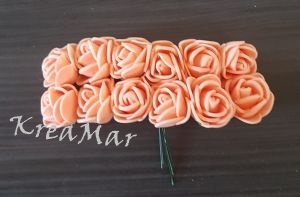 Polyfoam - mini ruže (broskyňová) 12ks