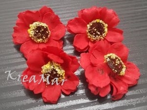 Polyfoam - kvety červená  4x4cm - (4ks)