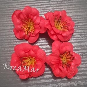Polyfoam - kvety gardenia červená  (5cm / 4ks)