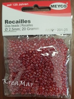 Slenené korálky červené - rocailles (2,5mm / 20g)