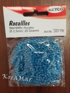 Slenené korálky modré - rocailles (2,5mm / 20g)