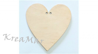 Drevený výrez - srdce s 2 dierkami  (9,5x10cm/3mm)