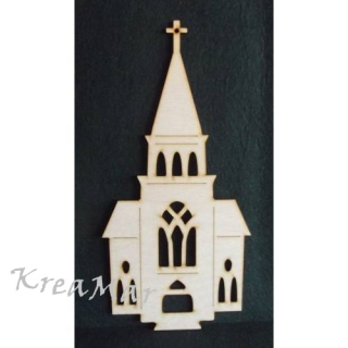 Drevený výrez - kostol (34x70x3mm)