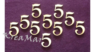 Drevené číslice -"5" (15x20x3mm) 1ks