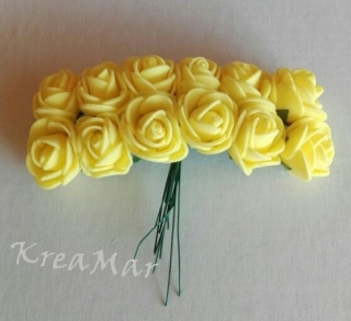 Polyfoam - mini ruže (žltá) 12ks