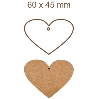 Drevovláknitá doska  - srdce  (60x45mm)